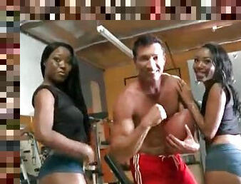 Slutty black girls model asses in gym