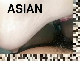 Asian girl sucks black dick