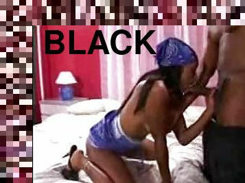 Oral foreplay scene with sexy black babe