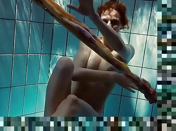 Excuisite euro girl lera swimming and undressing underwater