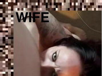 Deep throating hotwife