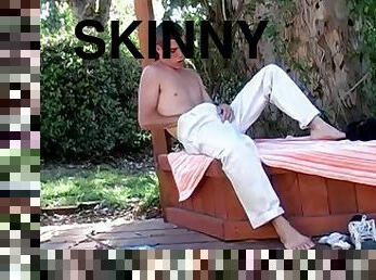 Skinny twink Mark Woods jerks off his dick in underwear solo