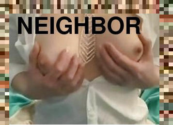 teasing my tits, trying to stay quiet so the neighbors dont complain