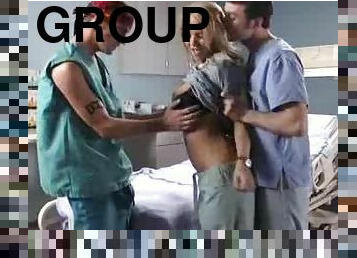 krankenschwester, schwer, gangbang, gruppensex, 3etwas, blondine, tracht, brüste