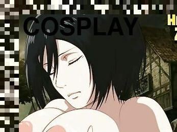 ATTACK ON TITAN - MIKASA ACKERMAN GIVES EREN A TITJOB