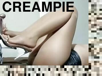 strømpebukse, pussy, squirt, creampie, føtter, knulling-fucking, fetisj, footjob, nylon