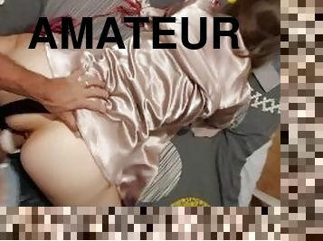 RUSH - Amateur français, levrette, lingerie en satin, sexe habillé, pipe, anulingus