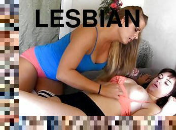 Gorgeous pair of teens use all sorts of toys to have lesbian fun