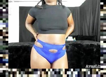 Ebony Hottie Models Blue Panties