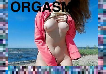 onani, nudist, orgasme, utendørs, offentlig, amatør, tenåring, strand