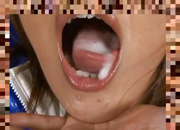 Gorgeous Asian Gets a Mouthful Of Cum