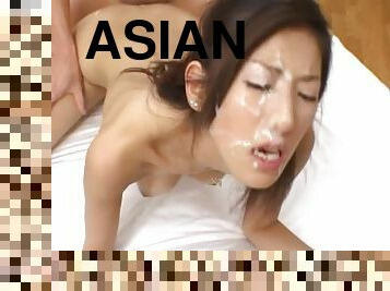 Asian Chick Gets Fucked and Ends Up With a Sticky Bukkake