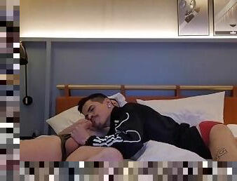 Hotel shared room, sucking straight horny mate