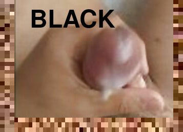 Gorgeous man masturbating his big black cock - showing his huge loads