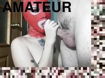 Dirty Girl In Latex Mask Sucks Dick With Saliva