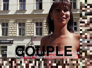 Amazingly tanned European teen is willing to fuck for money