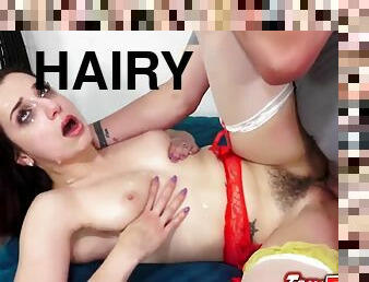 April Snow In Hairy Gets Shared And Double Penetrated