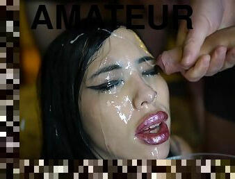 amateur, sexo-en-grupo, bukkake, morena