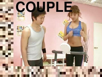 Sweaty workout session ends up with Kirara Asuka giving a nice titjob