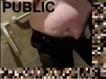 Strip tease & a quick squirt @ work in public