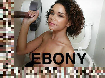 Sexy ebony Raven sucks dick through hole