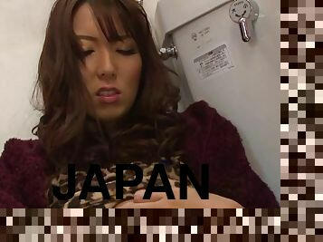 Soft purple sweater girl sucks a Japanese cock