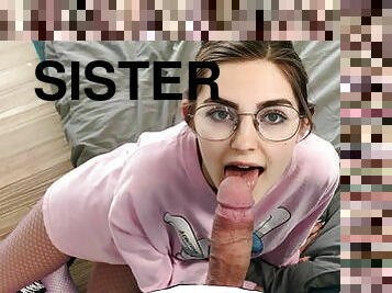 Slutty step sister loves games, dicks and cum on a tight pussy