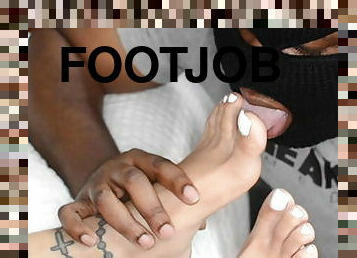 Interracial footjob