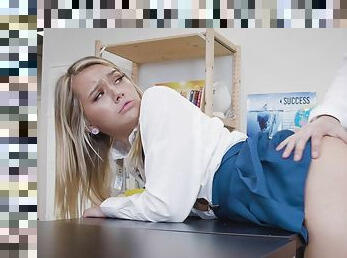 Blonde-haired schoolgirl gets fucked right in front of her classmates
