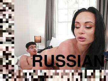 Hot Russian mom seduced and fucks cocky nerd