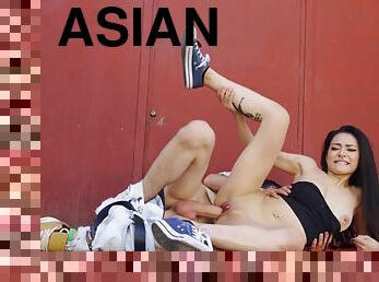 Asian slut Rae Lil Black gets screwed in public