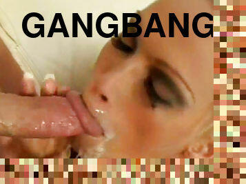 Extreme gangbang with busty blonde