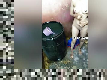 Today Exclusive- Desi Nepali Girl Bathing And Wearing Cloths Selfie Video Part 4