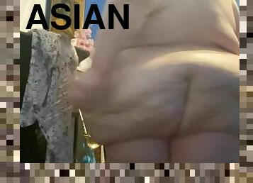 asiático, banhos, teta-grande, gordo, grande, amador, mulher-madura, bbw, fetiche, chuveiro