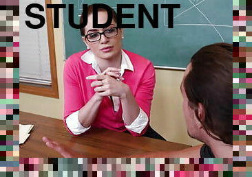 Sexy student turns on a cock-loving teacher