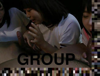 Group blowjob from teens Yuri Sakura, Seiko Ida and Mio Kosaki