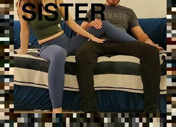 Fucking the stepsisters perfect pussy while she watches TV