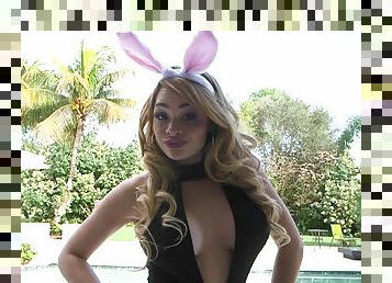 Easter bunny Skyla Novea gets her face glazed after a hard pound