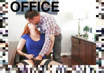 Lauren Phillips blows & fucks her co-worker hard dick at the office