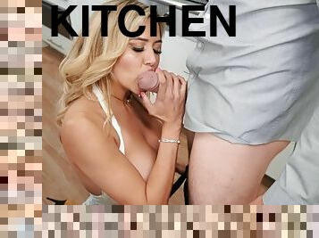 Horny slut Caitlin Bell gets screwed in the kitchen