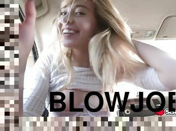 Haley Reed giving a blowjob in the car