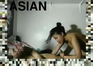 asian students having copulation on bed