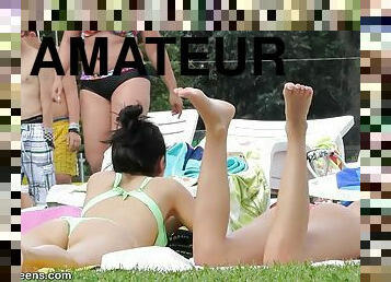 Saucy Bikini Teenagers With Exciting Rear Micro Thongs Tanning - ANALDIN