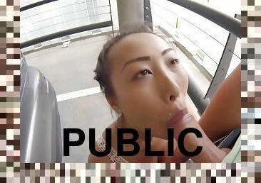 Public Bang - asian girl with bubble ass hot POV sex