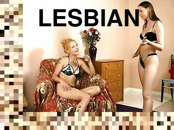 lesbisk, liderlig, bikini, smæk, tatovering, g-streng