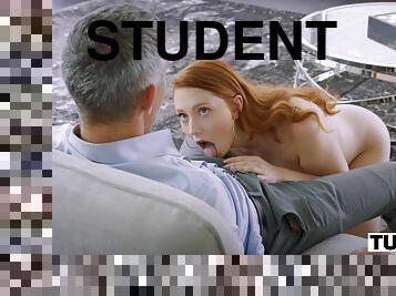 Horny College Student Won't Stop Until She Is Gaped By Her Teacher