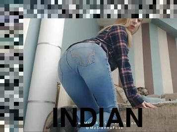 Girl farting in jeans