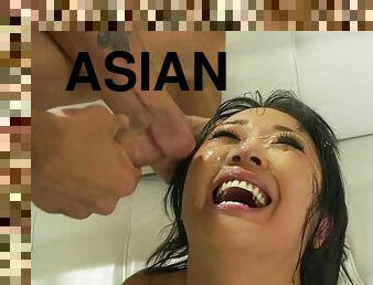 asiático, esguincho, babes, tiro-ao-alvo, hardcore, garganta-funda, dedos, ejaculação, langerie, perfurado