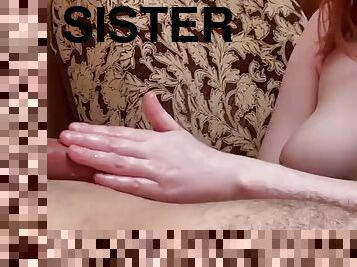 Stepsister helped - Cum in her hands