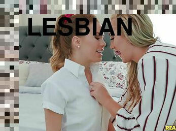 Schoolgirl Megan Rain Learns To Scissor with Lesbian MILF Brett Rossi